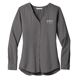 PGT LADIES LONG SLEEVE BUTTON-FRONT BLOUSE