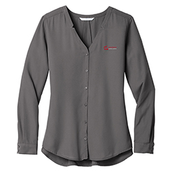 WWS LADIES LONG SLEEVE BUTTON-FRONT BLOUSE